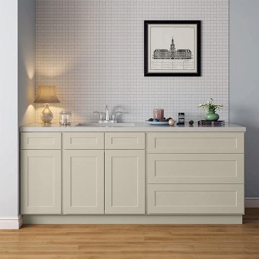 LOVMOR Kitchen Sink Base Cabinet, Unassembled Cabinet, Single Sink Storage Unit, Large Capacity, 24" D*33" W*34-1/2"H