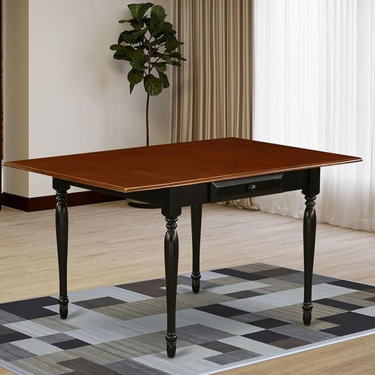 East West Furniture MZT-BCH-T Monza Mid-Century Modern Dining Table - a Rectangle Dining Table Top with Dropleaf & Stylish Legs, 36x54 Inch, Black & Cherry