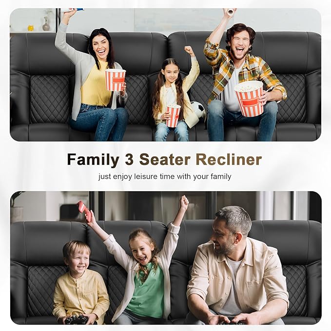 YONISEE 4 Seat Recliner Sofa with Flip Backrest Design, Loveseat Reclining Sofa with Storage Drawer, USB Ports, 2 Cell Phone Holder, Loveseat Recliner Couch for Living Room