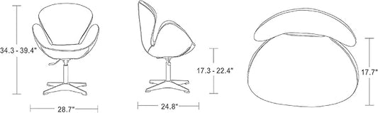 Manhattan Comfort Raspberry Adjustable Swivel Accent Chair with 360° Turn, Polished Chrome Base, Modern Retro Design, Versatile Seat Ideal for Any Room, Set of 1, Green