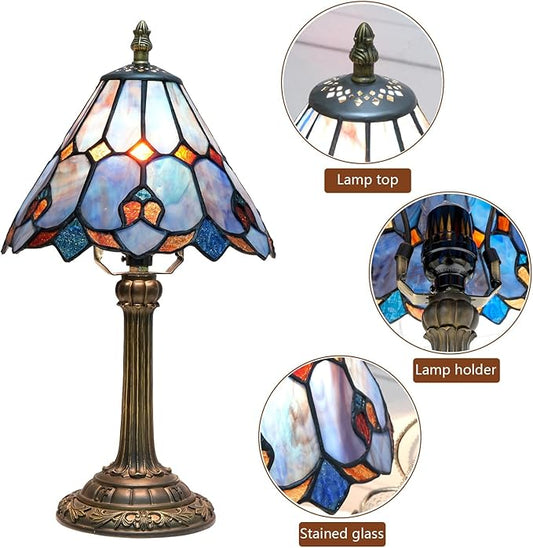 Tiffany Lamp Bedside Table Lamp-Nightstand,Stained Glass Lamp for Bedroom Dorm Living Kitchen, Aesthetic Cute Home Decor Gift (OFU1157)