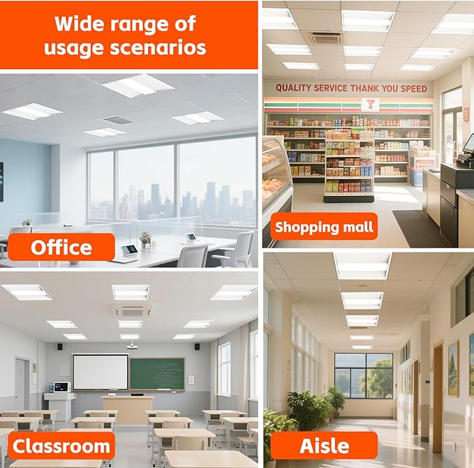 OKQ 2x2 LED Troffer Center Basket Panel,5Color Tunable 3500K/4000K/5000K, Watt Adjustable, 30W/35W/40W-Up to 6000Lumens,0-10V Dimmable Recessed Back-Lit Drop Ceiling Light,ETL&DLC Qualified, 12Pack