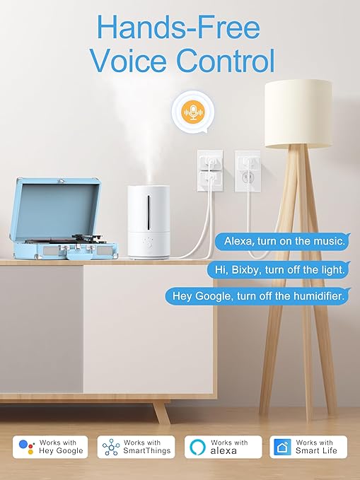 EIGHTREE Smart Plug 15A, Smart Plugs That Compatible with Alexa & Google Home & SmartThings, No Hub Required, WiFi Outlet with Remote Control, Timer & Schedule, 2.4GHz WiFi Only, 4 Packs