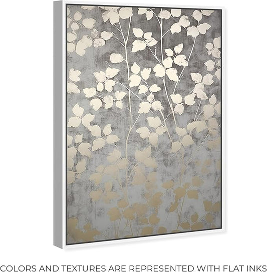 Art Remedy Silvery Gray Garden Canvas Elegant Floral Wall Art, White Frame, 16" x 24"