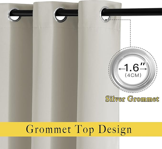 NICETOWN Natural Room Darkening Living Room Curtains 110 inches Long, Grommet Thermal Window Treatments Room Divider Blinds Sound Reducing for Living Room, W66 x L110, 2 Pieces