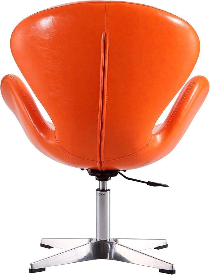 Manhattan Comfort Raspberry Adjustable Swivel Accent Chair Set of 2 with 360° Turn, Polished Chrome Base, Modern Retro Design, Ideal for Living Room and Home Office, Orange Wool Blend