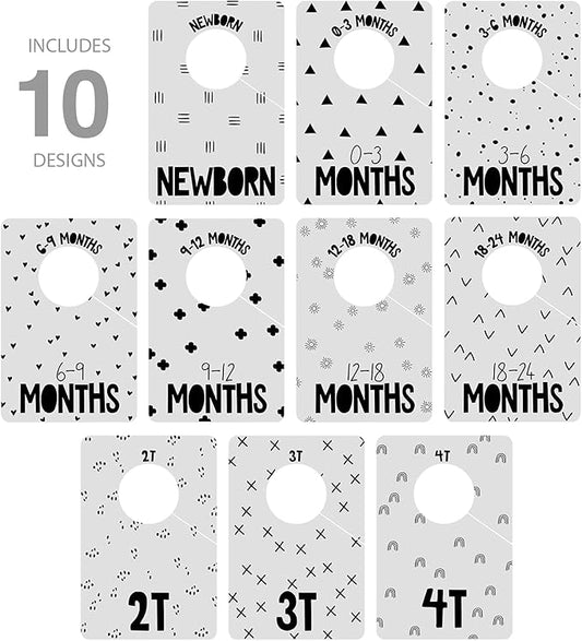 Canopy Street Gender Neutral Closet Baby Clothing Dividers/Modern Pattern Closet Organizers for Newborn to 4T Clothes / 4" x 6" Gray Nursery Wardrobe Dividers