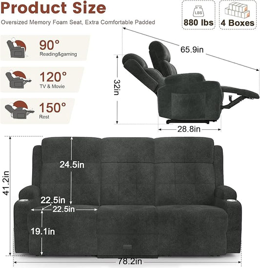 Loveseat Recliner, 3 Seater Massage Reclining Sofa Sets Fabric Recliner Sofa, RV Loveseat Couch Clearance with Drop Down Table, Storage, Cup Holders, Wall Hugger Reclining Couch for Living Room | RV Loveseat, Wall Hugger, Drop Down Table, Storage, Cup ...