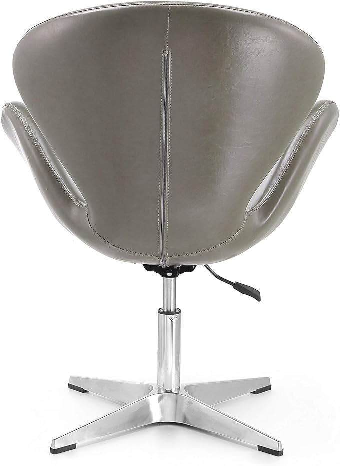 Manhattan Comfort Raspberry Adjustable Swivel Accent Chair with 360° Turn, Polished Chrome Base, Modern Retro Design, Versatile Seat Ideal for Any Room, Set of 1, Pebble