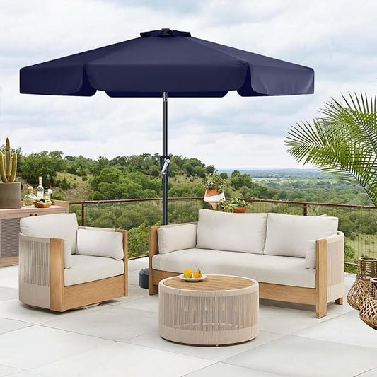 MASTERCANOPY 7.5ft Patio Umbrella with Valance, Crank and Tilt – 6 Ribs Outdoor Market Umbrella, UV/Fade Resistant, Waterproof Canopy with Wind Vent for Garden, Deck, Backyard, Pool (Navy Blue)