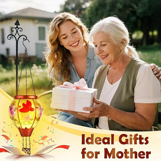 Cardinal Solar Hot Air Balloon Lantern,Outdoor Decor with Flame Lights Waterproof, Hanging for Garden Yard Lawn Patio, Unique Gifts for Women Mom Grandma Gardener for Mother'Day Christmas