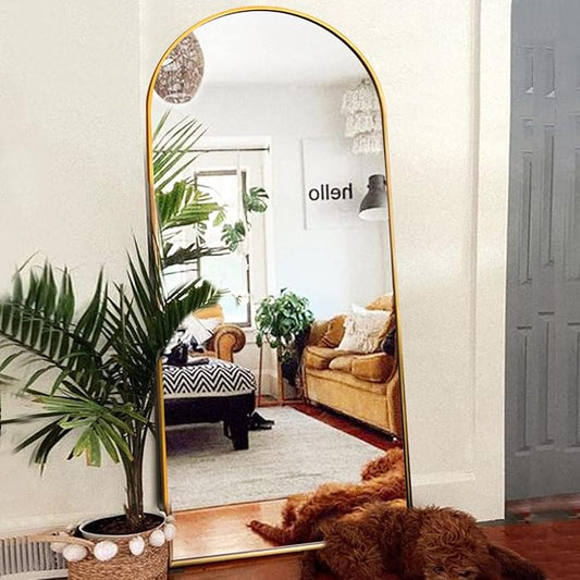 Full Length Mirror with Stand, 30"x71" Floor Mirror, Arched Wall Mirror, Gold Arch Mirror