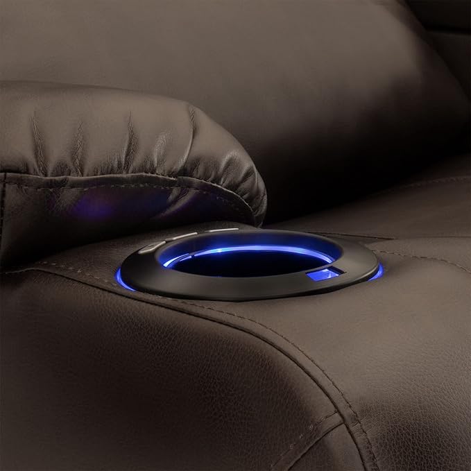 RecPro Charles 94" Powered Triple RV Wall Hugger Recliner | Drop Down Console | RV Furniture with Upgraded 2023 Fabric (Chestnut)