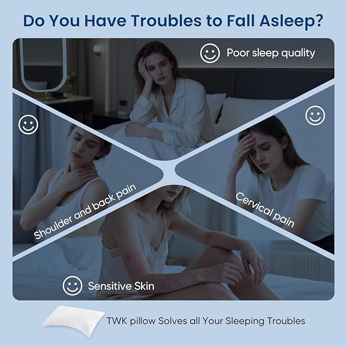 TWK Original Adjustable Bed Pillow for Sleeping, Good for Side, Back & Stomach Sleeper with Washable Removable Cover, Additional Foam Fill Included((White, Queen Size (1 Pack)))