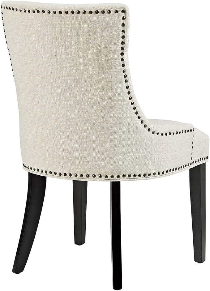 Modway Marquis Modern Upholstered Fabric Four Dining Chairs with Nailhead Trim in Beige