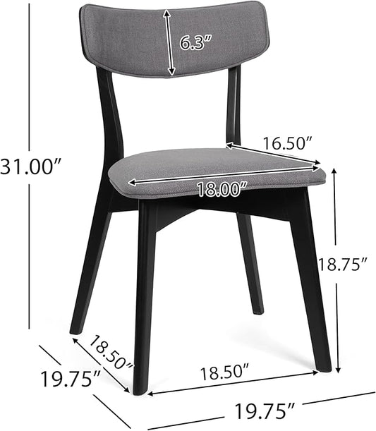 Chazz Upholstered Dining Chairs- Dark Gray/Matte Black (Set of 2)