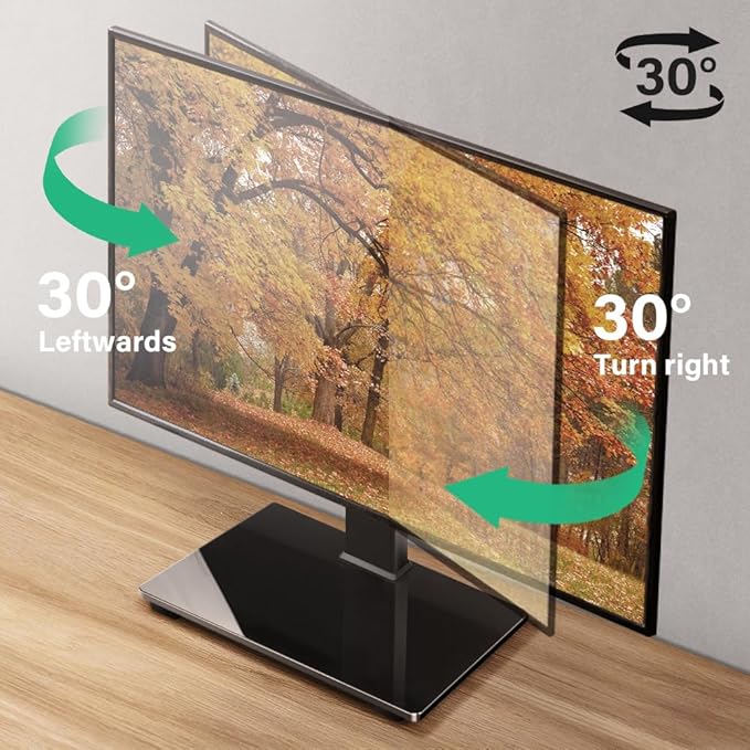 FURWOO Universal TV Stand for 27 to 65 inch LCD LED TVs 4 Level Height Adjustable TV Stand Base with Tempered Glass Base Table Top Stand Vesa 400x400mm