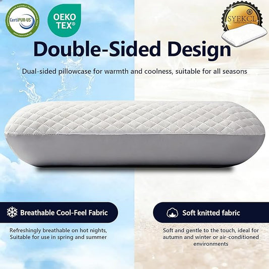 Memory Foam Pillow for Neck and Shoulder Pain Relief, Medium Firm with Reversible, Washable Cover for All Seasons Perfect for CPAP Users, Side, Back, and Stomach Sleepers(16 × 28 × 4 in)