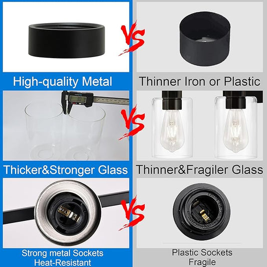 MELUCEE Black Vanity Light Fixture 6-Light Industrial Metal Wall Sconce Bathroom Lighting for Bedroom Hallway Kitchen, Clear Glass Shade Included (Patent No.: US D963914 S)