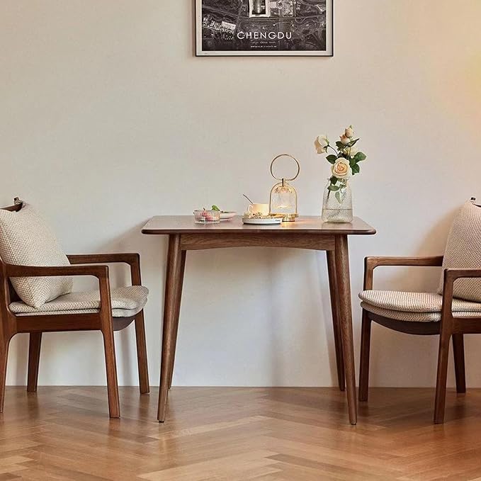 Square Dining Table, Solid Wood Kitchen Table for Small Space, Mid Century Small Kitchen Tables for Island with Natural Oak Wood, 35.4”D x 35.4" W x 29.5" H