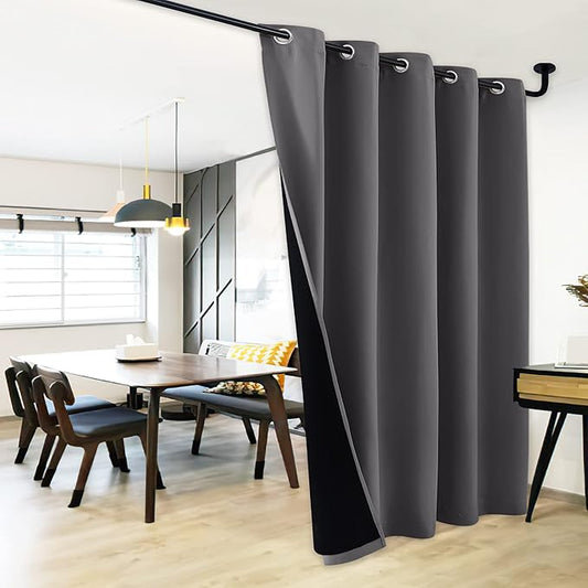 NICETOWN Total Shade Patio Door Curtain, Heavy-Duty Full Light Shading Sliding Door Drape Room Divider Curtain, Vertical Blinds for Window(1 Panel, 70 inches Wide x 84 inches Long, Gray