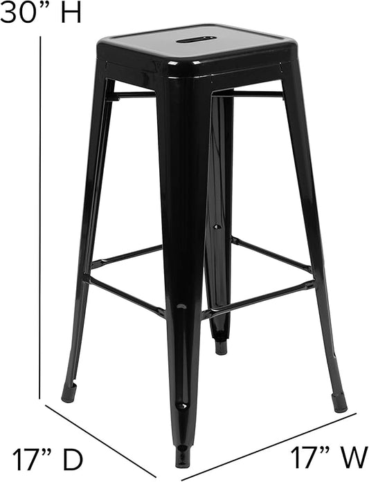 Flash Furniture Lily 30" High Metal Indoor Bar Stool in Black - Stackable Set of 4