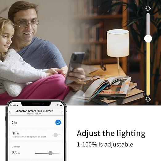 Minoston 800 Series Z-Wave Plug Dimmer Smart Plug-in Outlet, Built-in Repeater Range Extender, Z-Wave Hub Required, Work with Alexa, SmartThings, Z-Box, Home Assistant (MP31ZD)