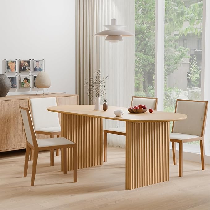 Casaphoria 67" Oval Dining Table, Modern Kitchen Table for 4-6, Farmhouse Style Large Table, Easy Assembly for Living Room, Kitchen and Bar, Natural Wood