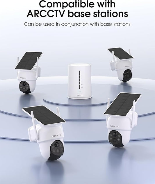 Solar Security Cameras Wireless Outdoor, 4MP 360° View Battery Powered Cam, Spotlight Night Vision, 2-Way Audio, 2.4G/5G Dual Band WiFi, PIR Motion Alert, Suitable for Q4 Camera Kit