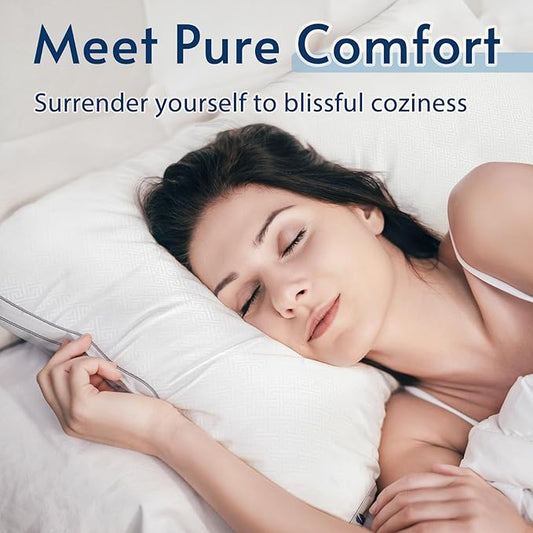 viewstar Bed Pillows Different Sizes Set of 2, Hotel Quality Cooling Down Alternative Gusseted Pillows for Side, Back, or Stomach Sleepers, White, King
