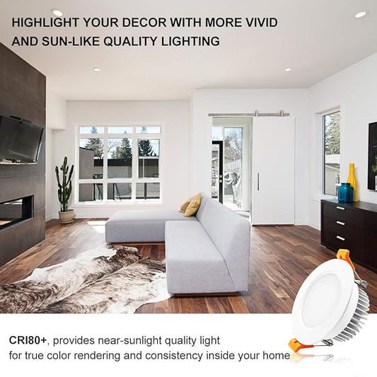 YGS-Tech 3.5 Inch LED Recessed Lighting, Dimmable Downlight 7W(55W Halogen Equivalent), CRI80, 4000K Natural White, Ceiling Light with LED Driver(4 Pack)