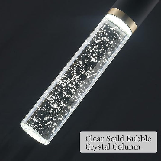 3-Pack Modern Crystal Pendant Light for Kitchen Island, Elegant Black Gold LED Bubble Hanging Chandelier Lighting Fixture for Dining Room Bedside