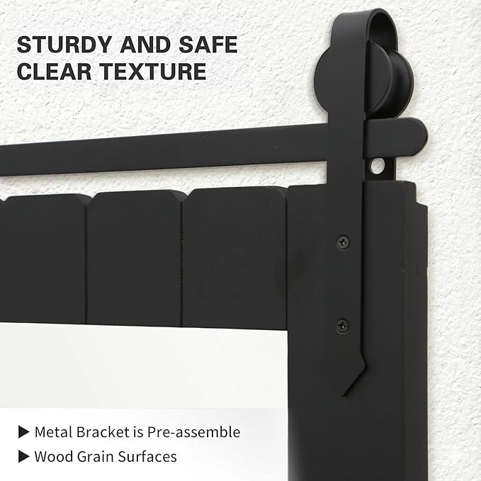 Besdomus Bathroom Black Farmhouse Mirror: 22"x30" Barn Door Solid Cedar Wood Frame Vanity Mirror - Wall Mounted Mirror Entryway/Bathroom/Living Room - Rustic Wall Decor for Housewife