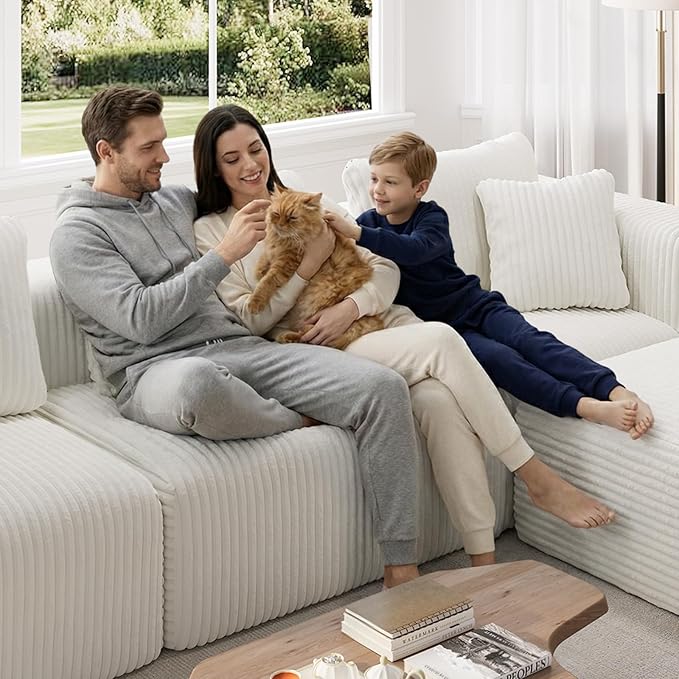Novilla Modular Sectional Sofa, Modern Cloud Sectional Couch with Smarts Coil® Support, Upholstered Boneless Couch for Living Room Apartments Bedroom, No Assembly Required, Beige (Armless Chair)