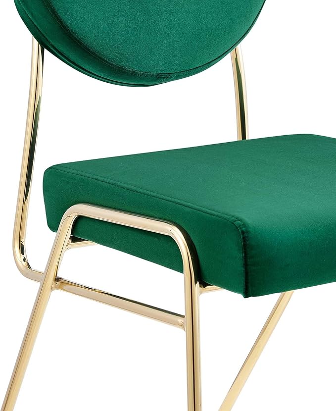 Modway Craft Performance Velvet Upholstered Side Dining Chair in Gold Green