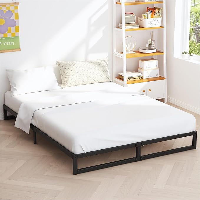 5 Inch King Size Bed Frame Metal Platform Mattress Foundation with Steel Slat Support, No Box Spring Needed, Easy Assembly, Black