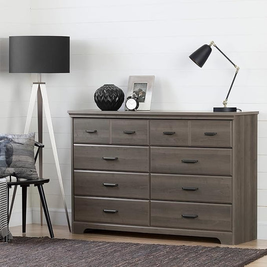 South Shore Versa 8-Drawer Double Dresser Gray Maple, Traditional