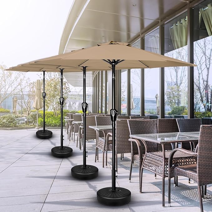 Simple Deluxe 7.5ft Patio Umbrella Outdoor Table Market Yard Umbrella with Push Button Tilt/Crank, 6 Sturdy Ribs for Garden, Deck, Backyard, Pool, Tan