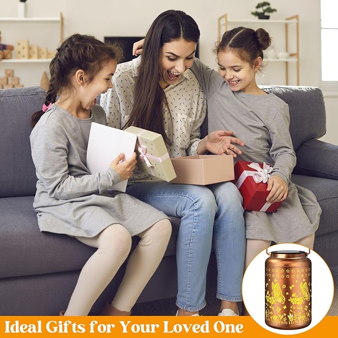 2 Packs Butterfly Solar Lanterns Outdoor Waterproof, Birthday Gifts for Women Mom Grandma, Metal Hanging Solar Lights Outside Decorations for Garden Patio Porch Backyard Garden Decor