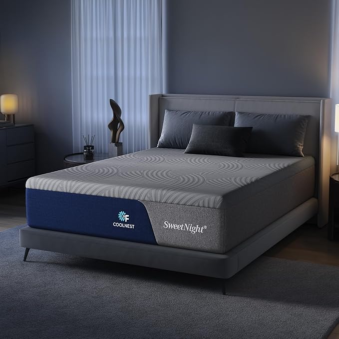 Sweetnight 16 Inch Queen Size Mattress, Cooling Queen Size Foam Mattress for Cool Night Sleep, 5-Zone Ergo Support for Pressure Relief, Medium, CertiPUR-US Certified