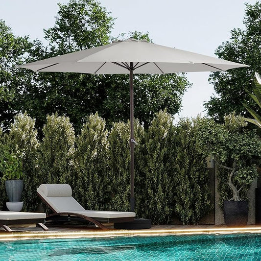 JEAREY 12' Patio Umbrellas Outdoor Table Market Umbrella w/Crank, 8 Sturdy Ribs, UV Protection Windproof for Garden, Deck, Backyard, Pool(Foggy Gray)