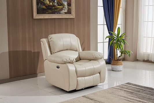 Betsy Furniture Power Reclining Bonded Leather Living Room Set (Beige, Power Recliner)