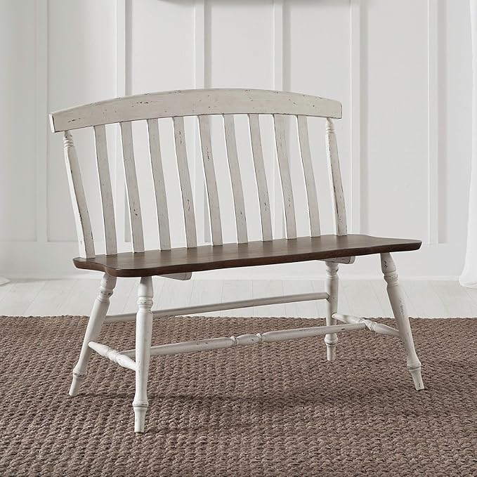 Liberty Furniture Al Fresco 6 Piece Rectangular Table Set with 4 Dining Chairs, Bench - Graphite & Whitestone