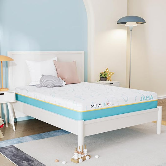 MLILY JAMA 6 Inch Kids Full Size Mattress, Memory Foam Medium Firm, Made in The USA of US Foam and Global Materials,CertiPUR-US Certified, 75x54x6,Blue