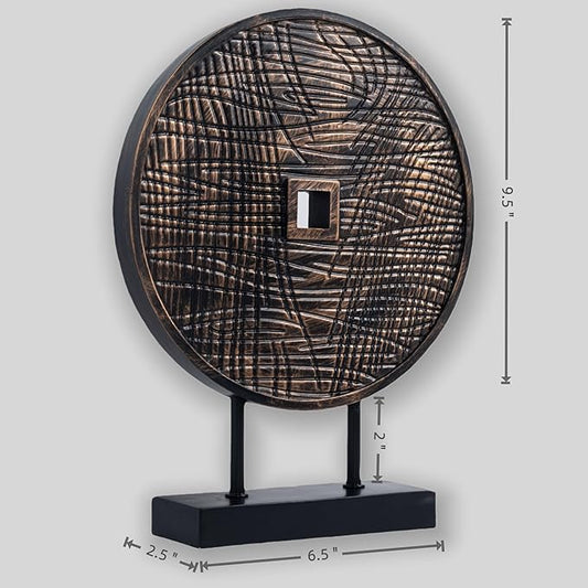 Round Sculpture Decorative Objects Shelf Decor Aesthetic Home Decor Items Accents for Living Room Console Table Decorations (Black C)