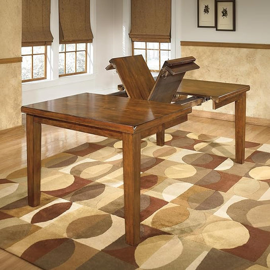 Signature Design by Ashley Ralene Rectangular Dining Room Extension Table, Seats 8, Self-storing Extension Leaf, Wood, 42" W x 78.13" D x 30.25" H, Medium Brown