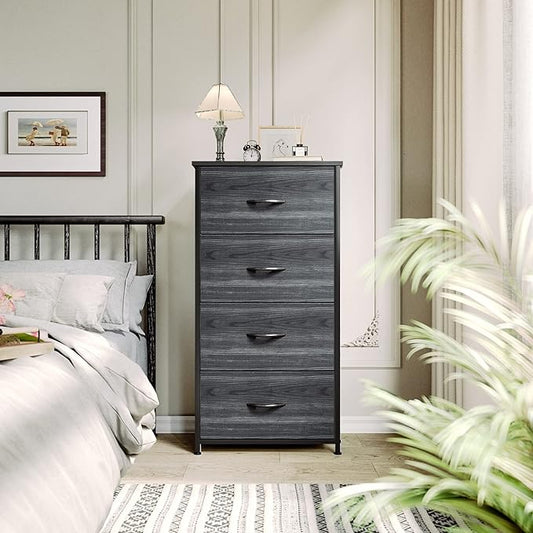 YITAHOME Dresser with 4 Drawers - Fabric Storage Tower, Organizer Unit for Hallway, Closets - Sturdy Steel Frame, Wooden Top & Easy Pull Fabric Bins