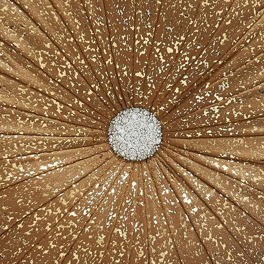 EUCIOR Round Throw Pillows,Brown Throw Pillows,Gold and Brown Decorative Pillow,Pumpkin Pleated Handmade Round Velvet Decorative Pillow for Sofa Bedroom Livingroom