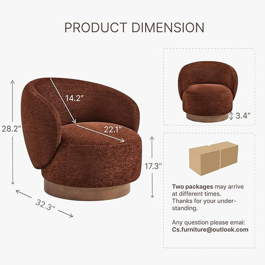 Swivel Accent Chair Modern Round Barrel Armchair with Upholstered Performance Fabric for Living Room Bedroom Waitingroom,2 Box,Red