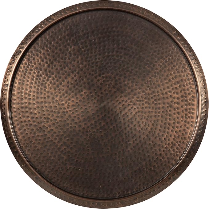 Kate and Laurel Sanzo Modern Pedestal Side Table, 15 x 15 x 24, Bronze, Decorative End Table with Hammered Tabletop for Use as a Bedroom Nightstand or Living Room Accent